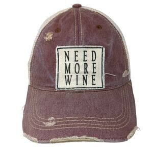 Need More Wine Snapback Trucker Hat Red One Size Mesh Back Headmost